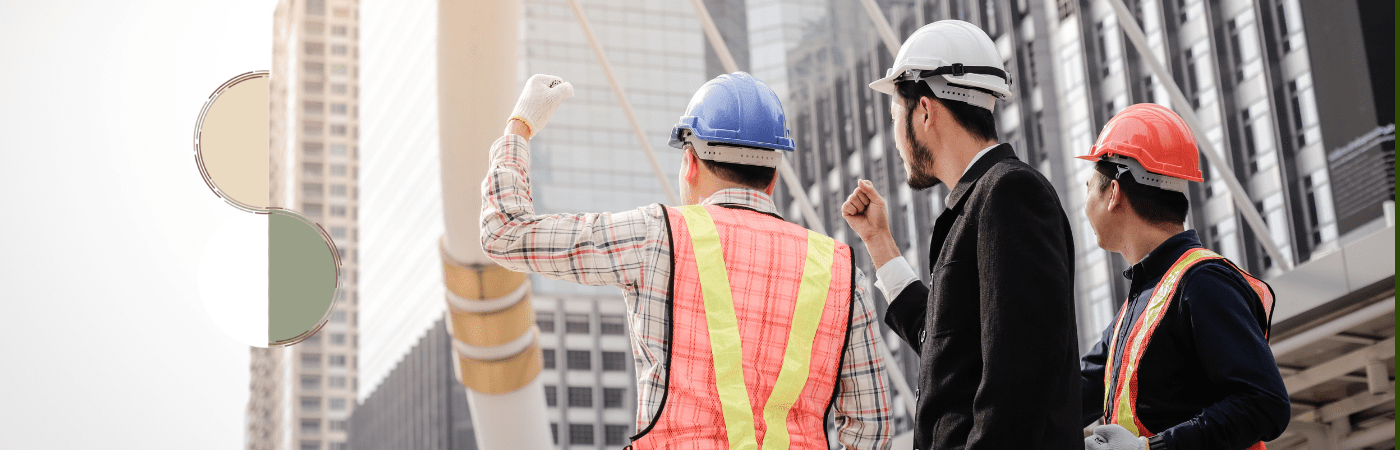 Construction workers having business conversation