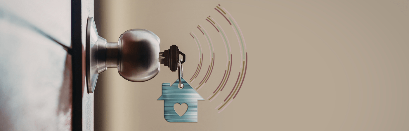 house door with key opening it